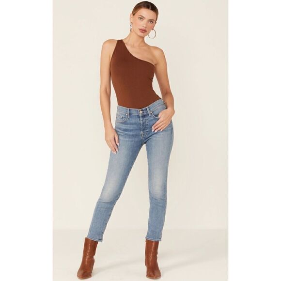 7 For All Mankind 7FAM Josefina Slim Boyfriend Mid Rise Crop in Formosa, Size 32 - Picture 5 of 16